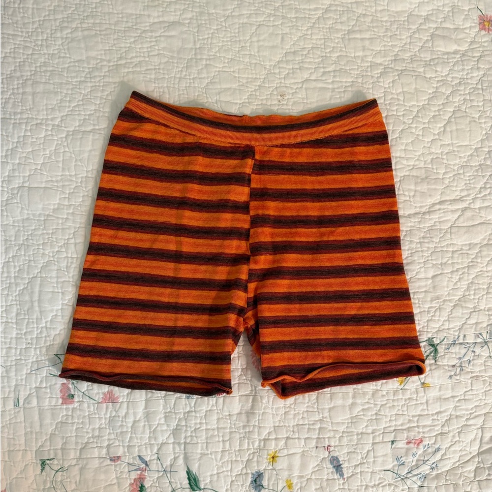 Gimagaus Orange and brown striped shorts